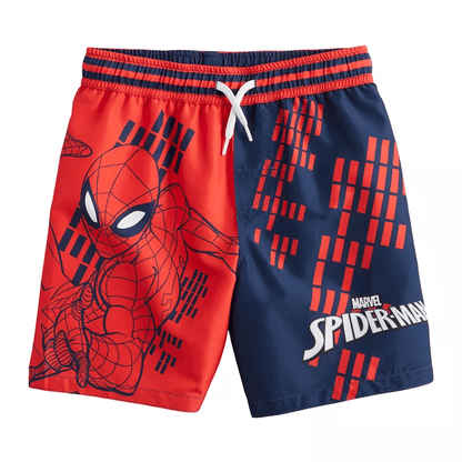 Spiderman Shorts MV Spiderman City Light Pattern Beach Shorts Blue Red