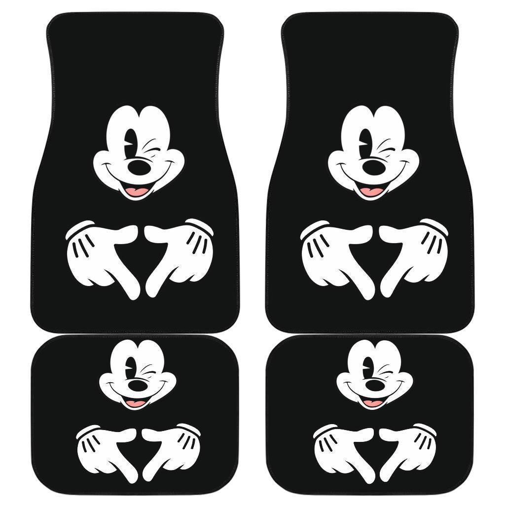 MM Car Mats DN MM Love Hand Sign Graphic Car Floor Mats Black White