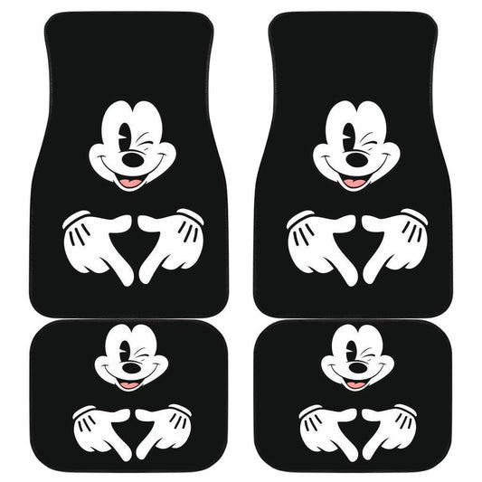 MM Car Mats DN MM Love Hand Sign Graphic Car Floor Mats Black White