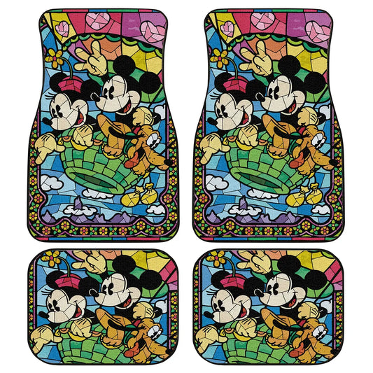 MM Car Mats DN MM Minnie Pluto On Balloon Car Floor Mats Colorful