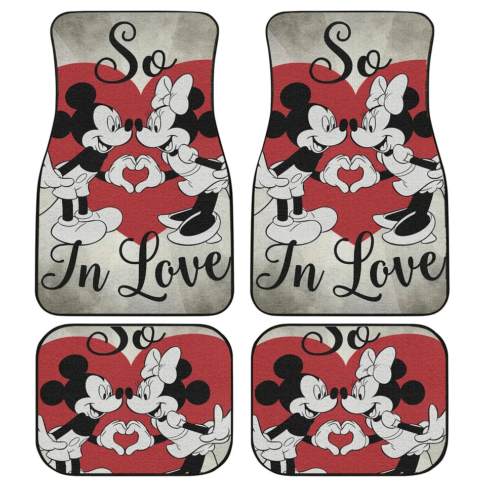 MM Car Mats DN MM Minnie So In Love Car Floor Mats Red Gray