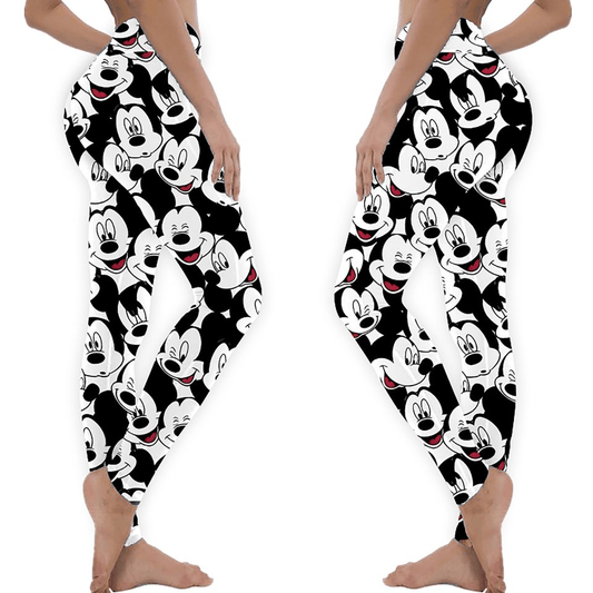 MM Leggings MM All Emotions Doodle Pattern High Waisted Legging Black White For Women