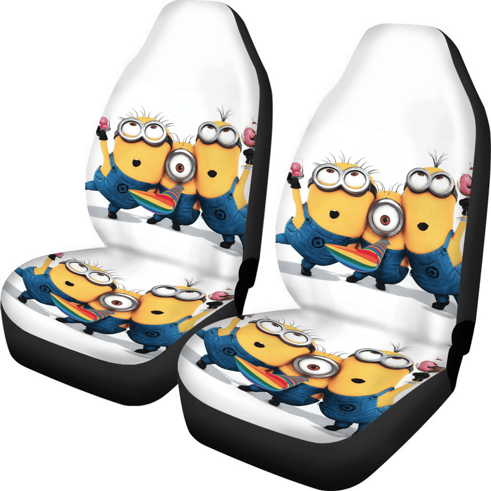 Minions Car Seat Covers Minions Bob Kevin Stuart Partying Seat Covers Yellow White