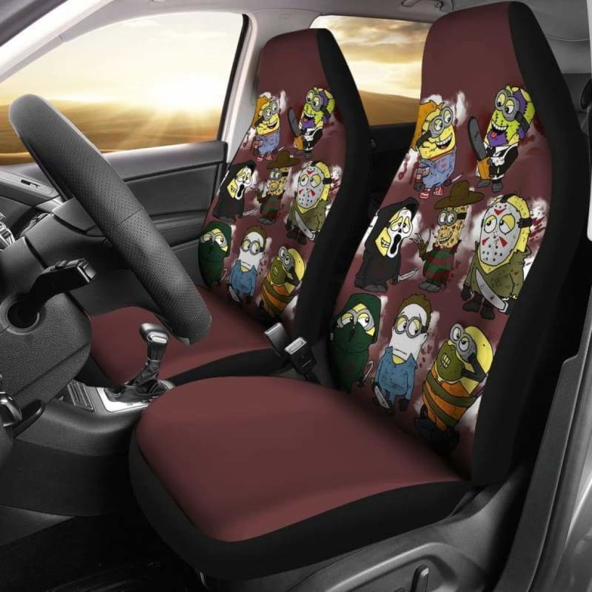 Minion Car Seat Covers Minions Cosplay As Horror Characters Seat Covers Red