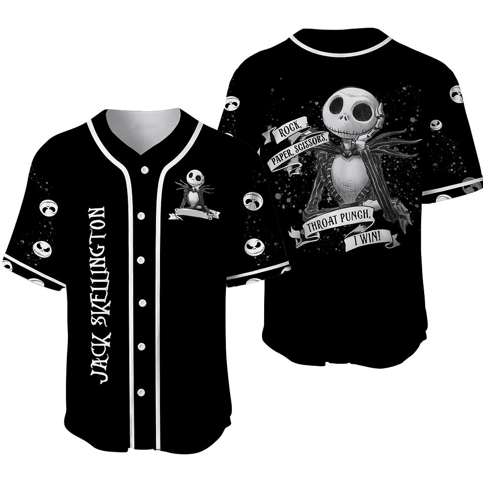 TNBC Baseball Jersey Rock Paper Scissor I Win Jersey Shirt Black Unisex Adult