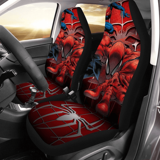 Spiderman Car Seat Covers Spiderman Crawling Up The Web Seat Covers Red