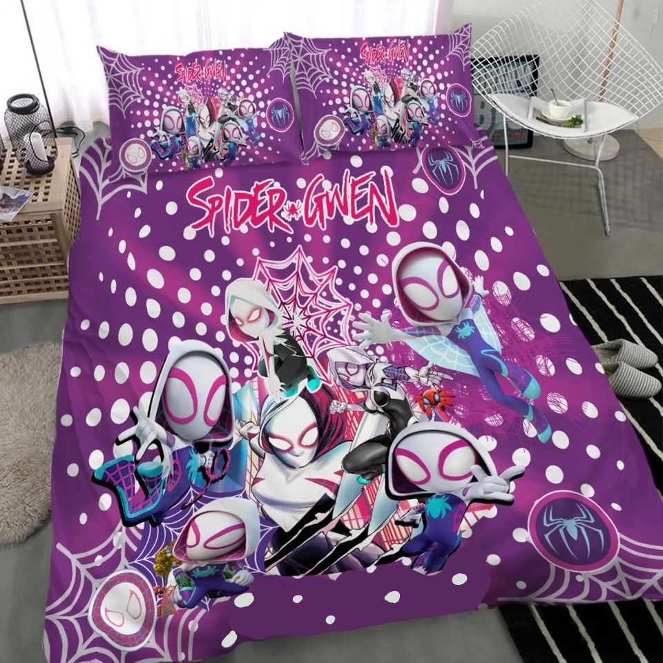 Spiderman Bedding Set MV Spider Gwen Other Versions Duvet Covers Purple Unique Gift