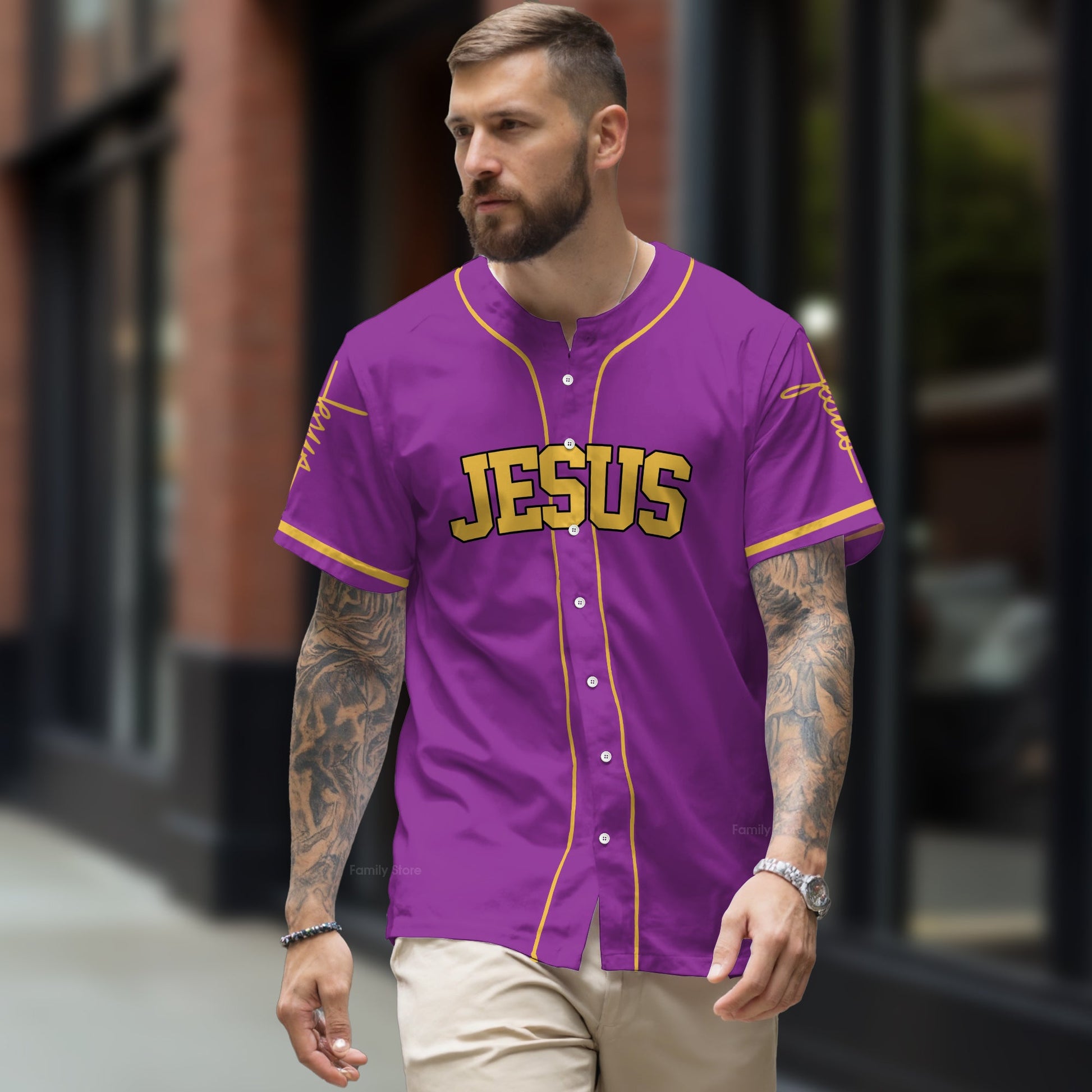 The Cross Purple - Baseball Jersey - Christant Gift For Him for God, Jesus