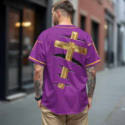 The Cross Purple - Baseball Jersey - Christant Gift For Him for God, Jesus