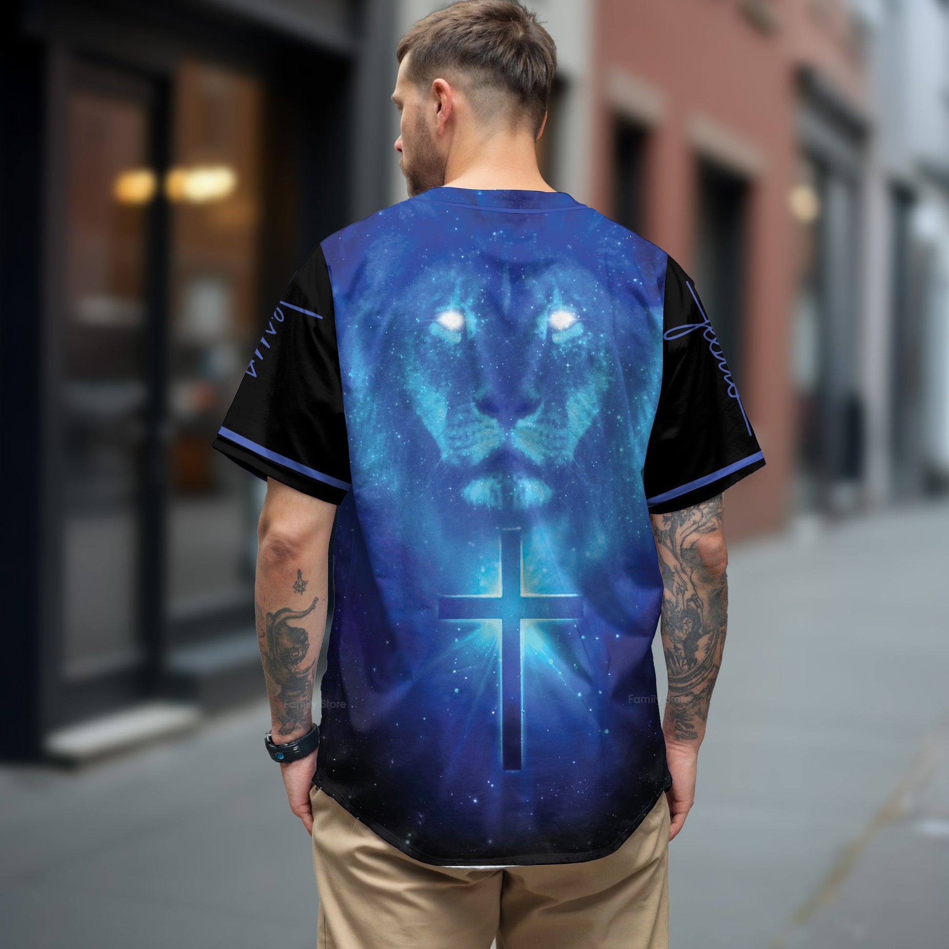 Jesus Lion on The Light - Baseball Tee for God Lover