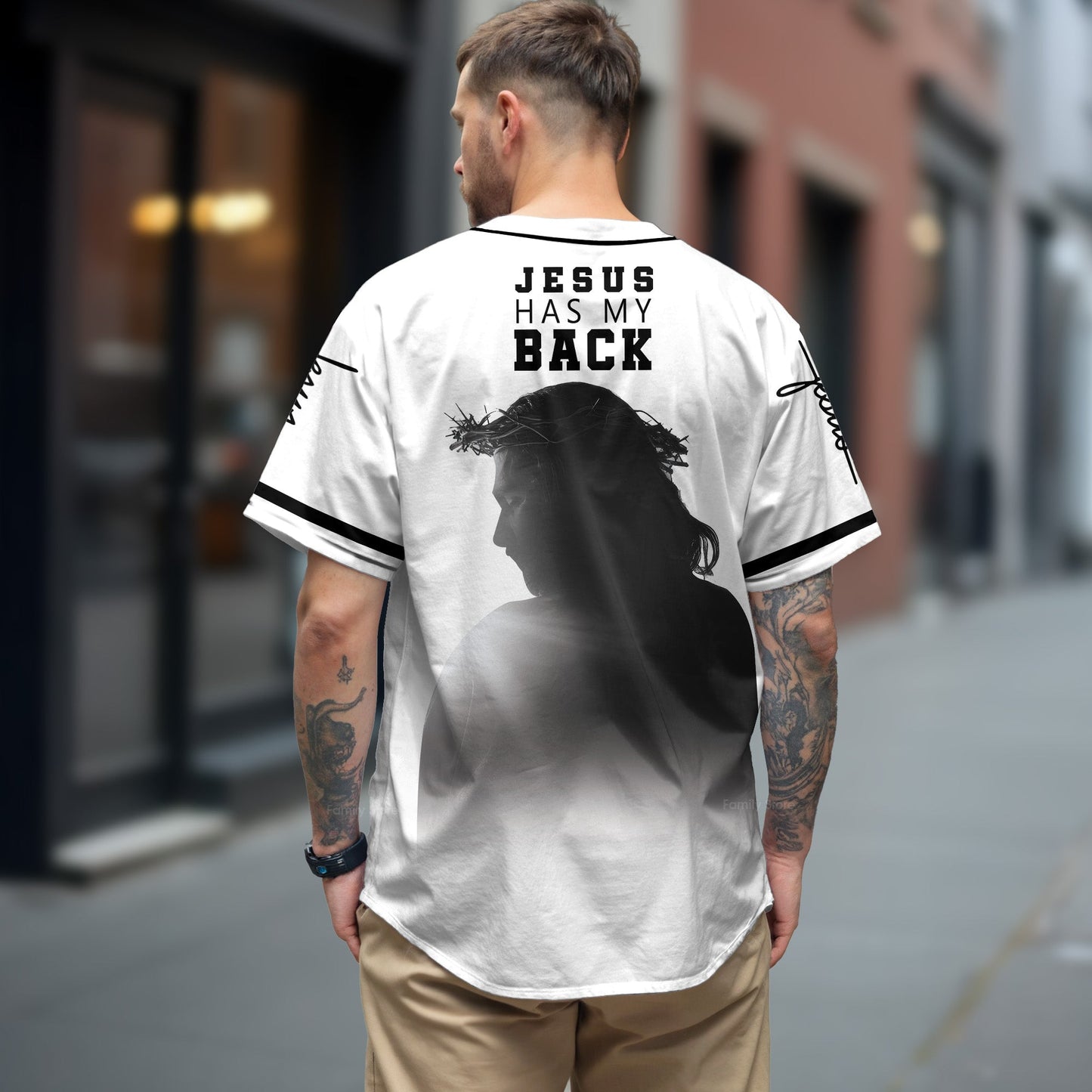 He has my back -Baseball Jersey - Christant Gift For Him for God, Jesus, Christian