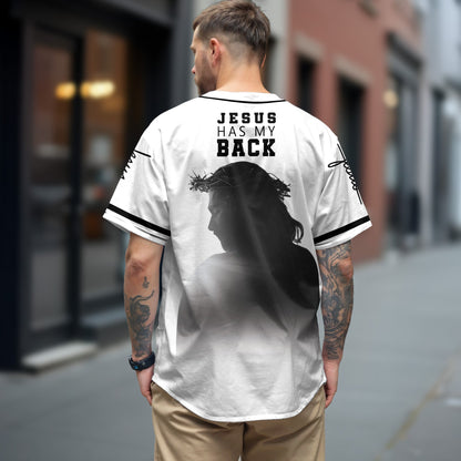 He has my back -Baseball Jersey - Christant Gift For Him for God, Jesus, Christian