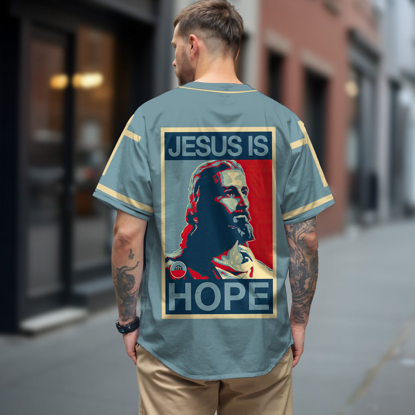 Jesus Saved My Life Jesus Poster Back - Baseball Jersey - Christant Gift For Him For God, Jesus, Christian