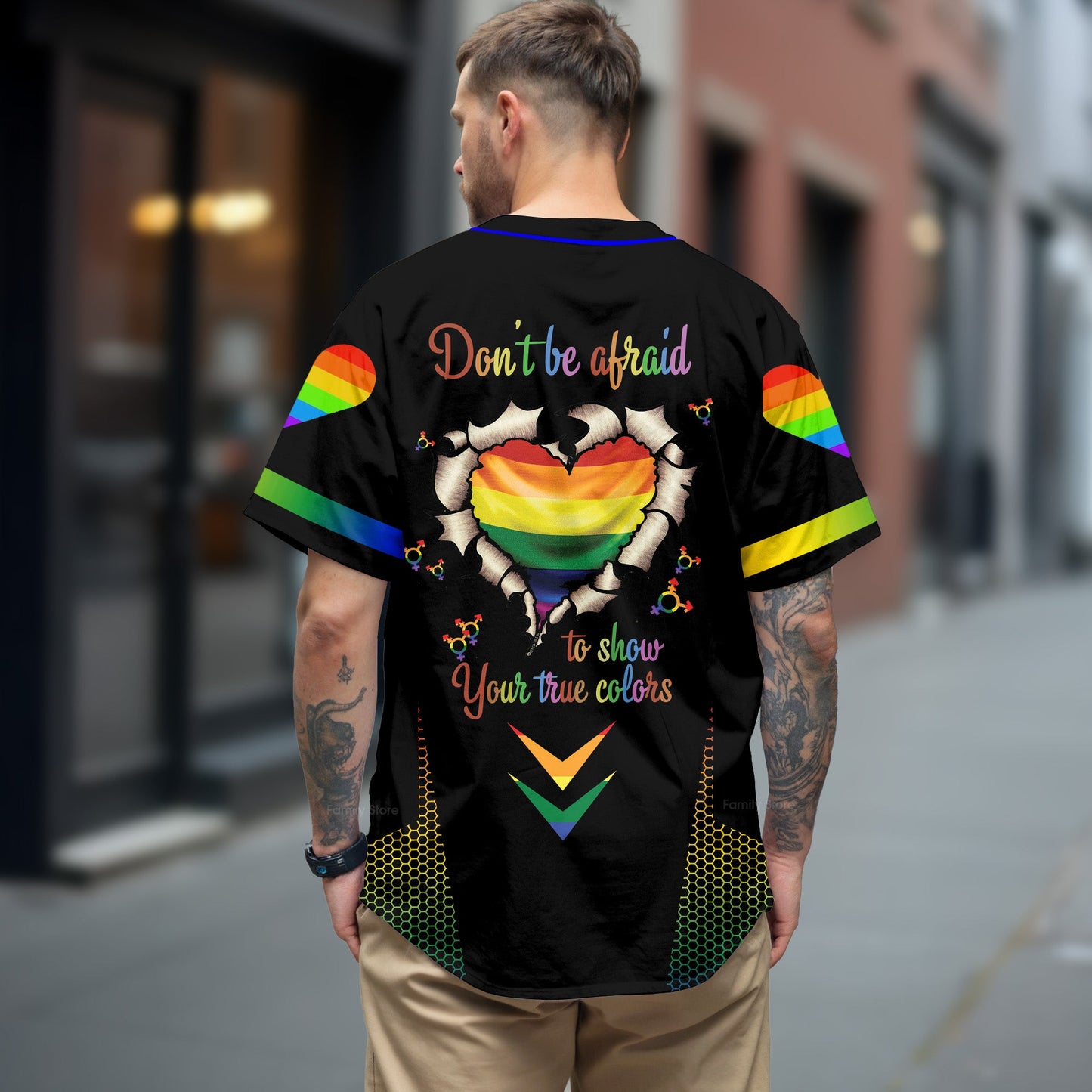 Don't Be Afraid To Show Your True Colours - Baseball Jersey - Christant Gift For Him LGBT Pride