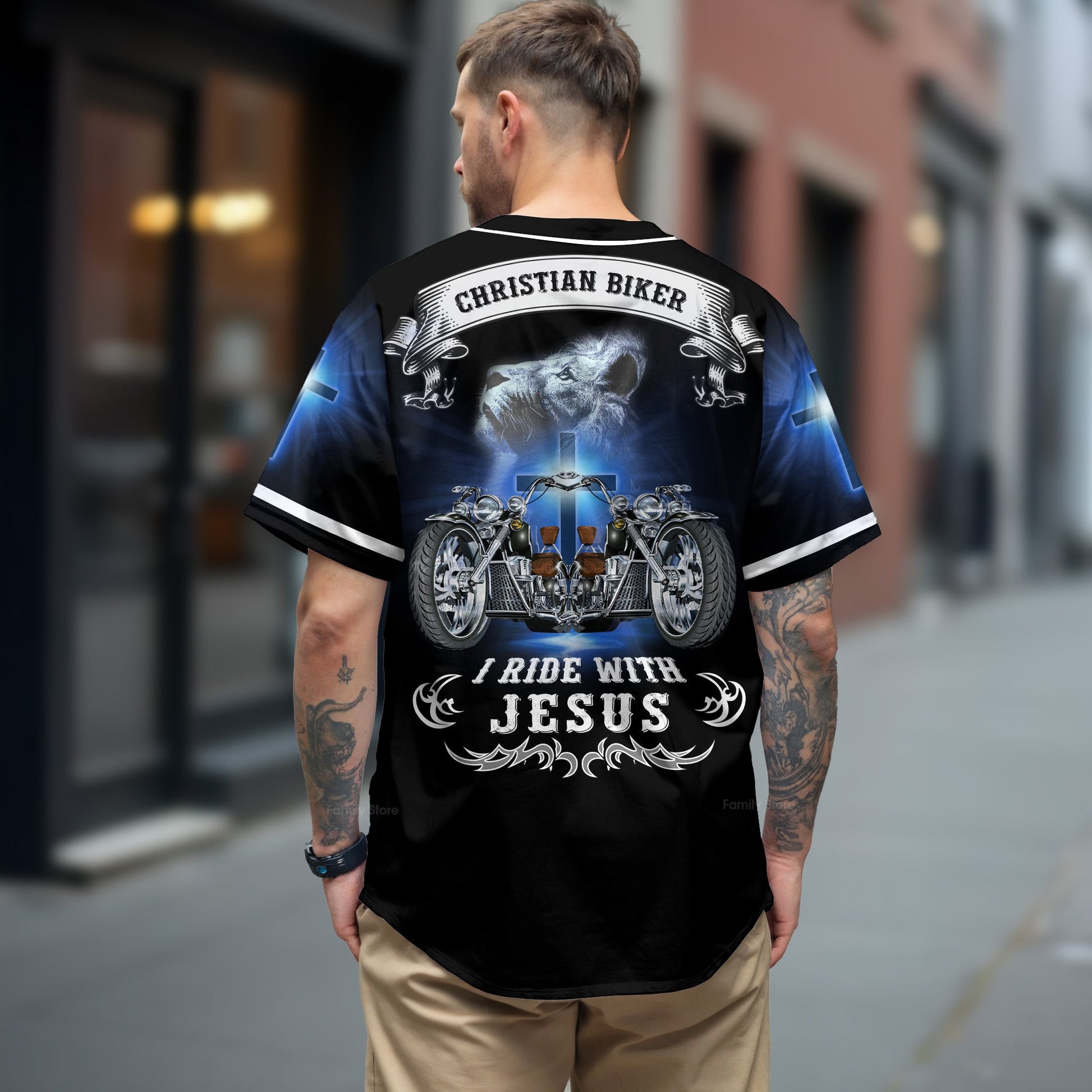 I Ride With Jesus Christian Biker - Baseball Jersey - Christant Gift For Him