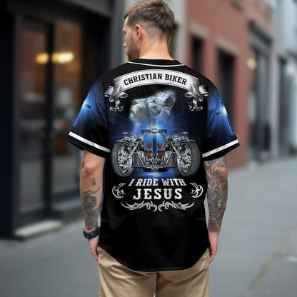 I Ride With Jesus Christian Biker - Baseball Jersey - Christant Gift For Him