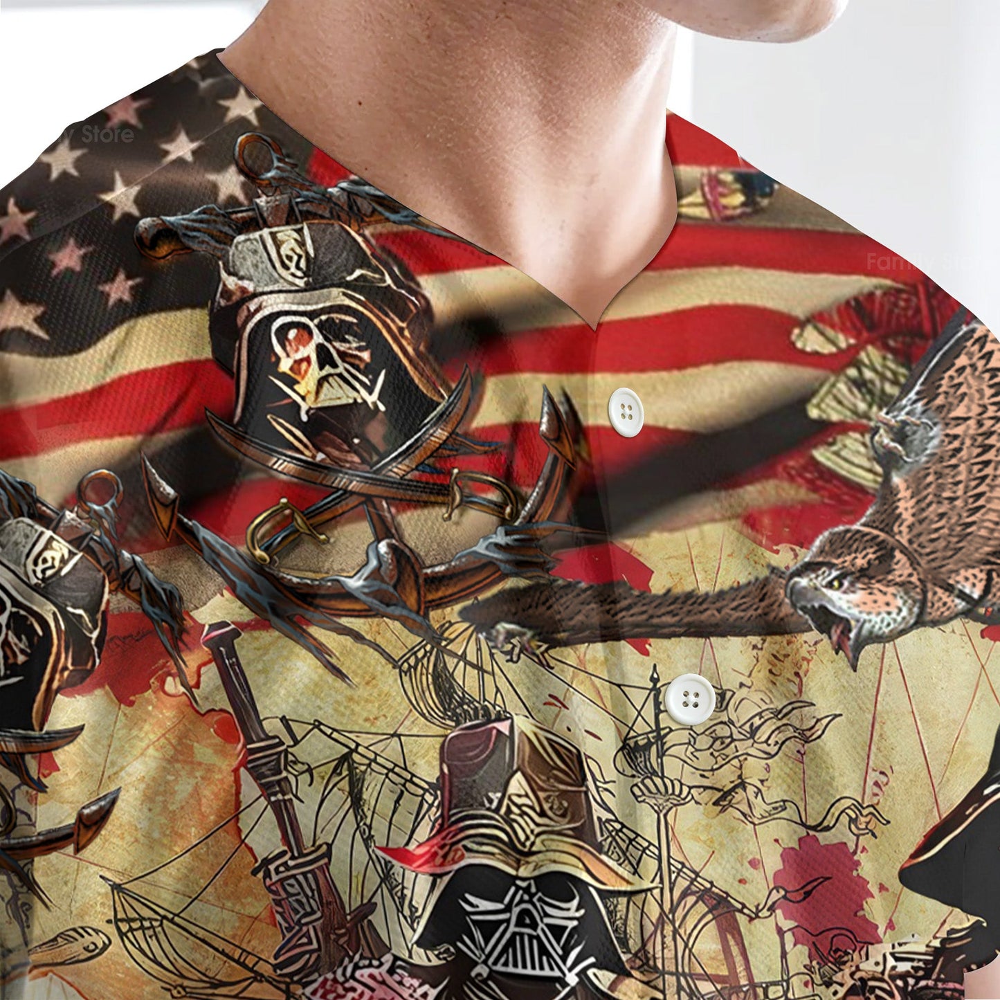 Independence Day Starwars Darth Vader Pirates Home Is Where The Anchor Drops - Baseball Jersey - Christant Gift For Him - Family Store
