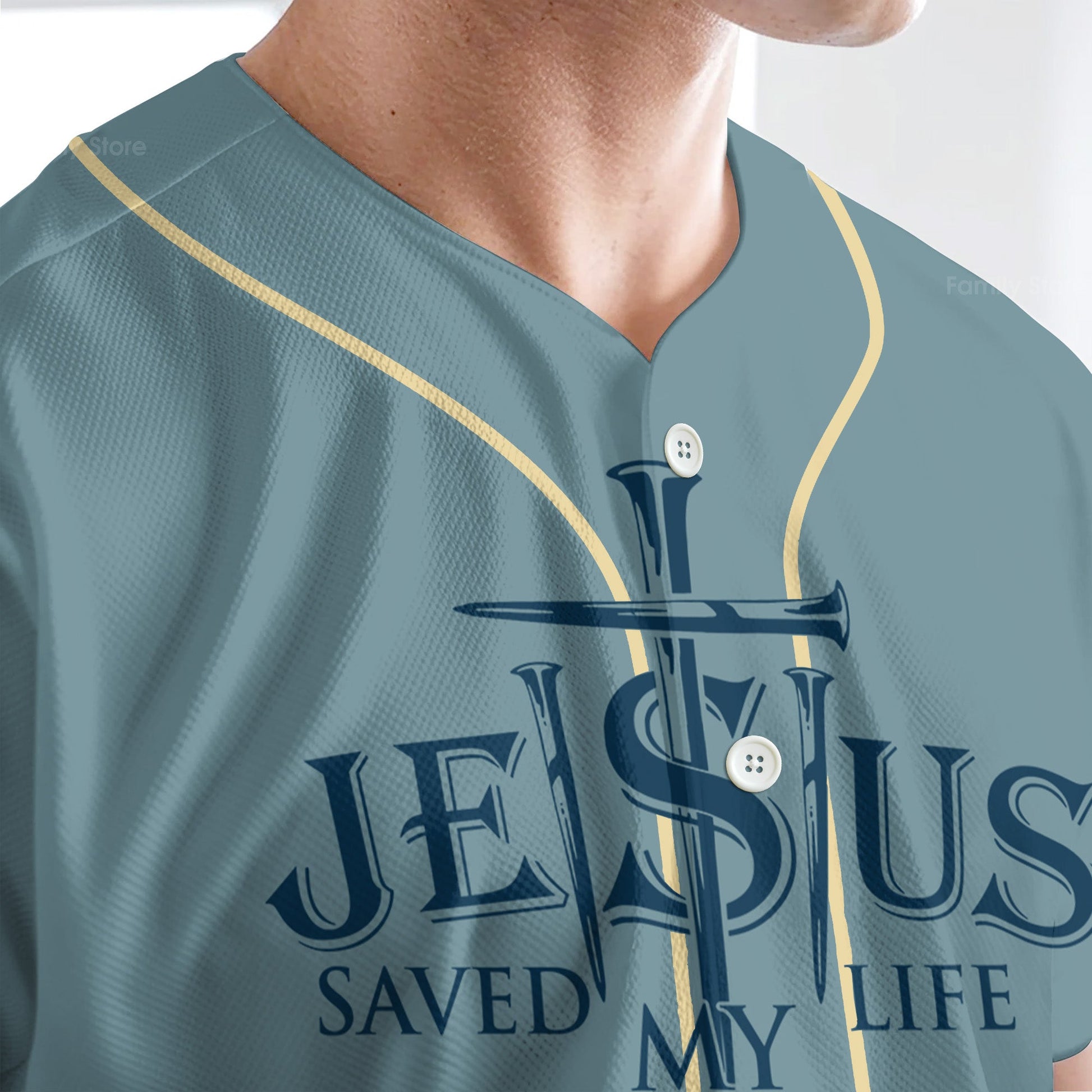 Jesus Saved My Life Jesus Poster Back - Baseball Jersey - Christant Gift For Him For God, Jesus, Christian