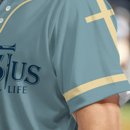 Jesus Saved My Life Jesus Poster Back - Baseball Jersey - Christant Gift For Him For God, Jesus, Christian