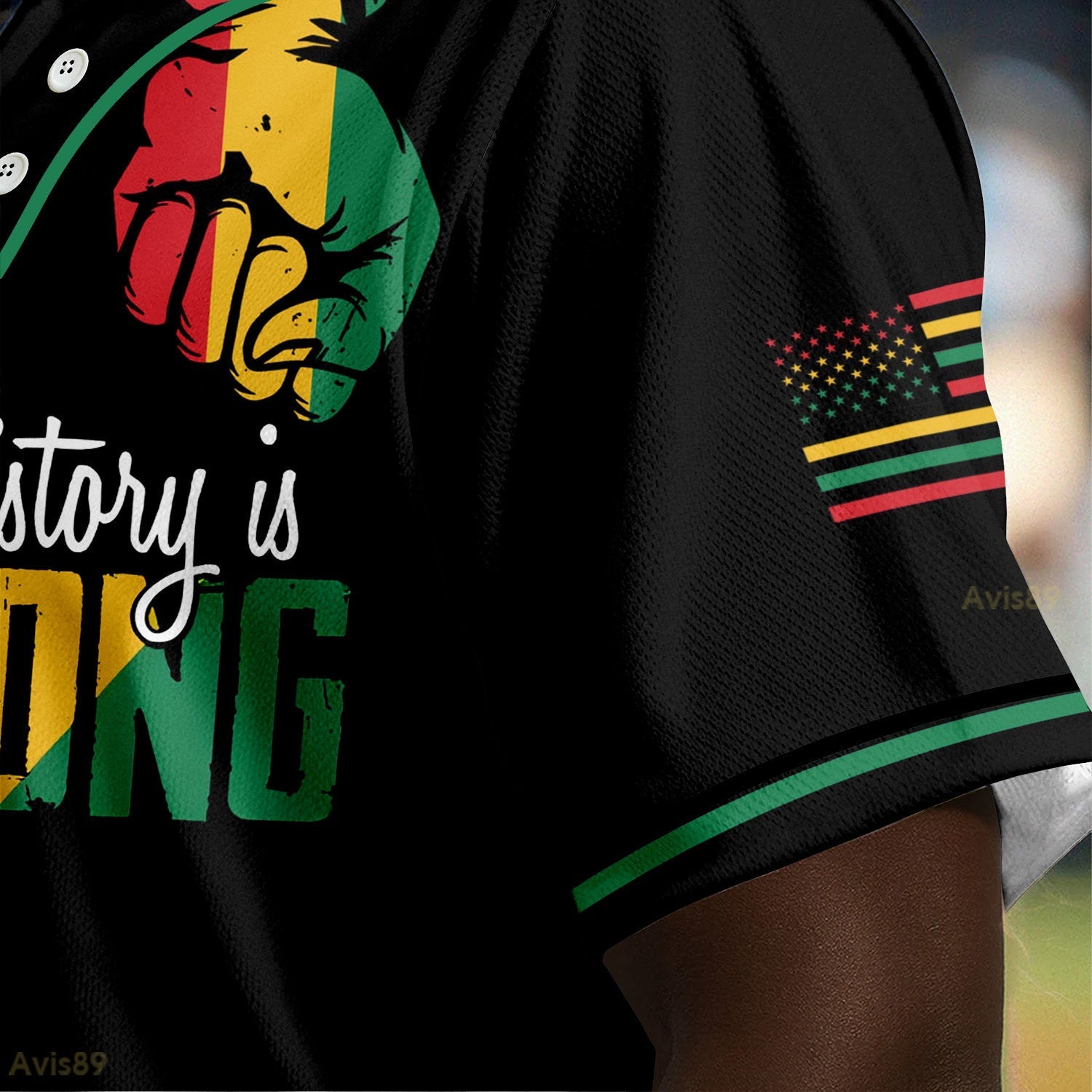 My History Is Strong - African American Baseball Jersey - Gift for Black Dad, Grandpa, Husband