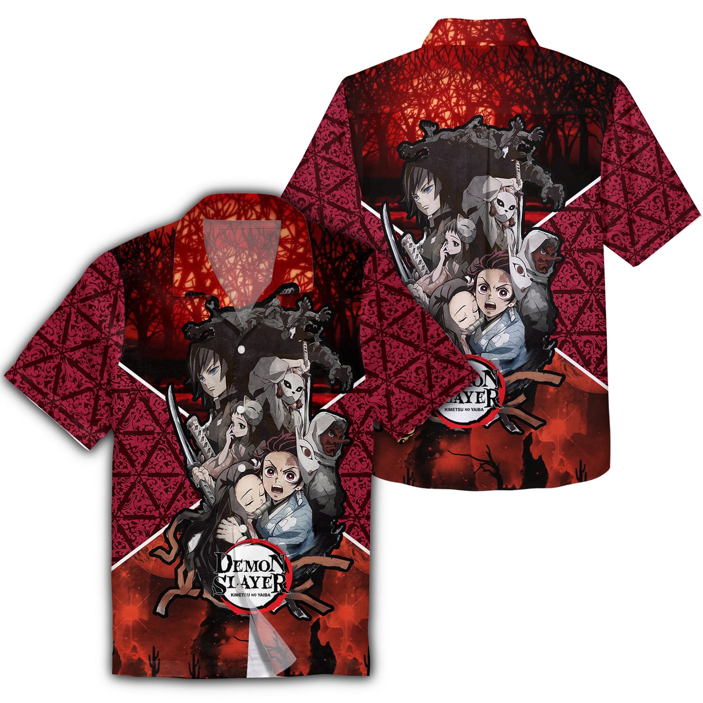 Unifinz Demon Slayer Hawaii Shirt Tanjiro Nezuko Giyu Tomioka Red Grey Kimetsu No Yaiba Logo Hawaiian Shirt Demon Slayer Aloha Shirt 2023