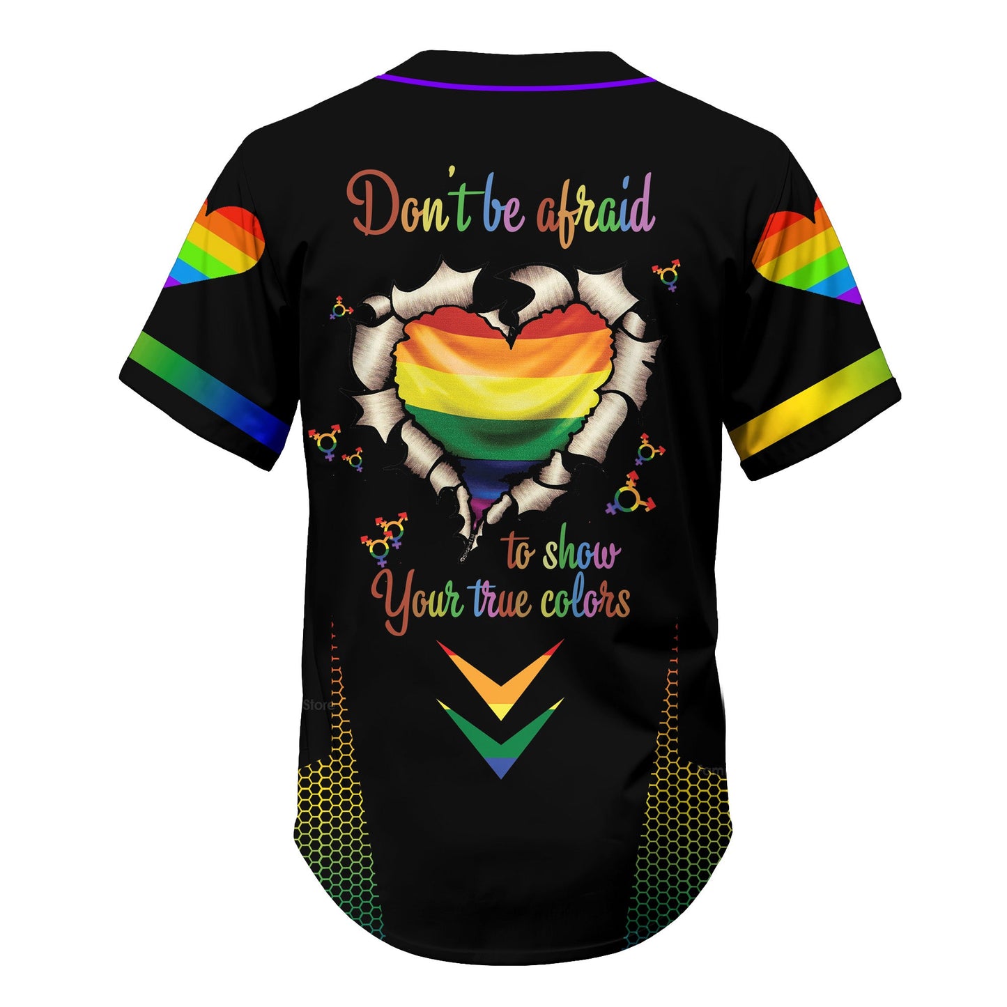 Don't Be Afraid To Show Your True Colours - Baseball Jersey - Christant Gift For Him LGBT Pride