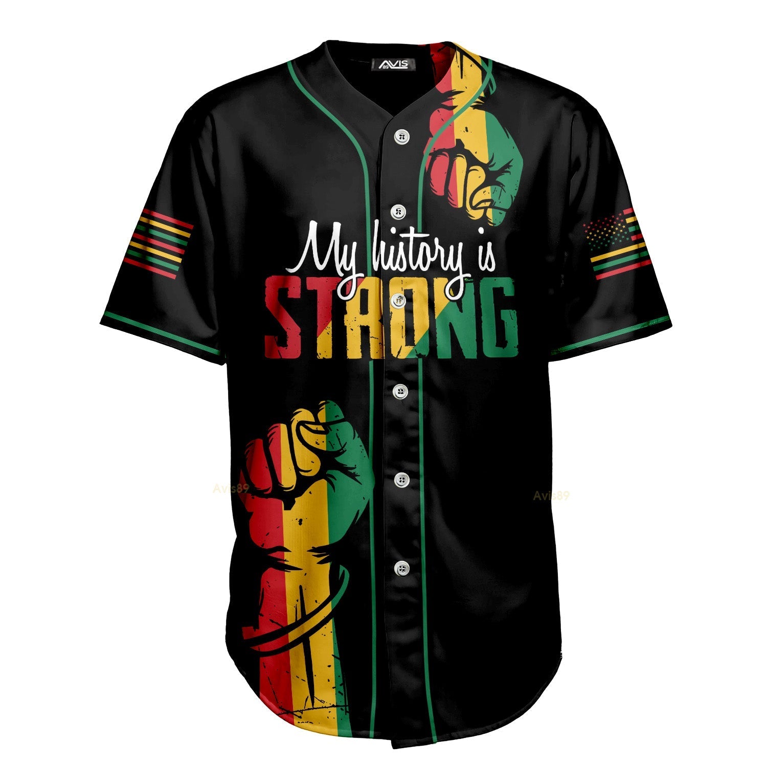 My History Is Strong - African American Baseball Jersey - Gift for Black Dad, Grandpa, Husband