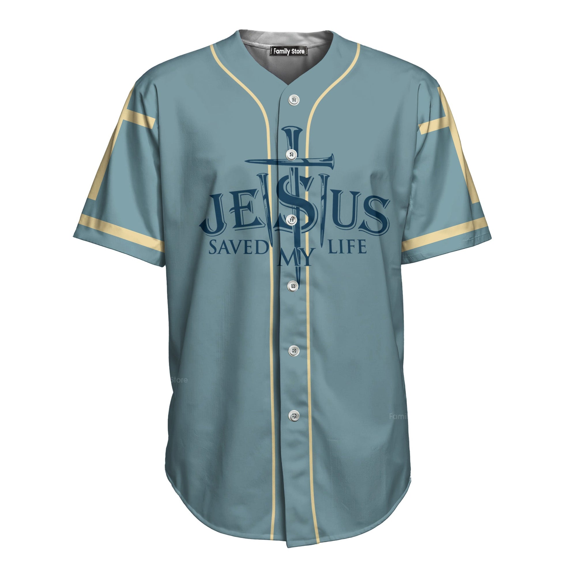 Jesus Saved My Life Jesus Poster Back - Baseball Jersey - Christant Gift For Him For God, Jesus, Christian