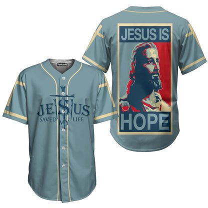 Jesus Saved My Life Jesus Poster Back - Baseball Jersey - Christant Gift For Him For God, Jesus, Christian