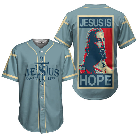Jesus Saved My Life Jesus Poster Back - Baseball Jersey - Christant Gift For Him For God, Jesus, Christian