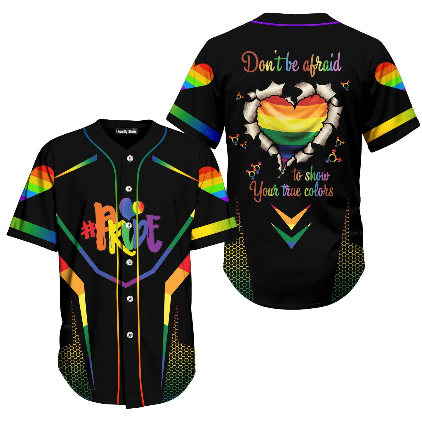 Don't Be Afraid To Show Your True Colours - Baseball Jersey - Christant Gift For Him LGBT Pride