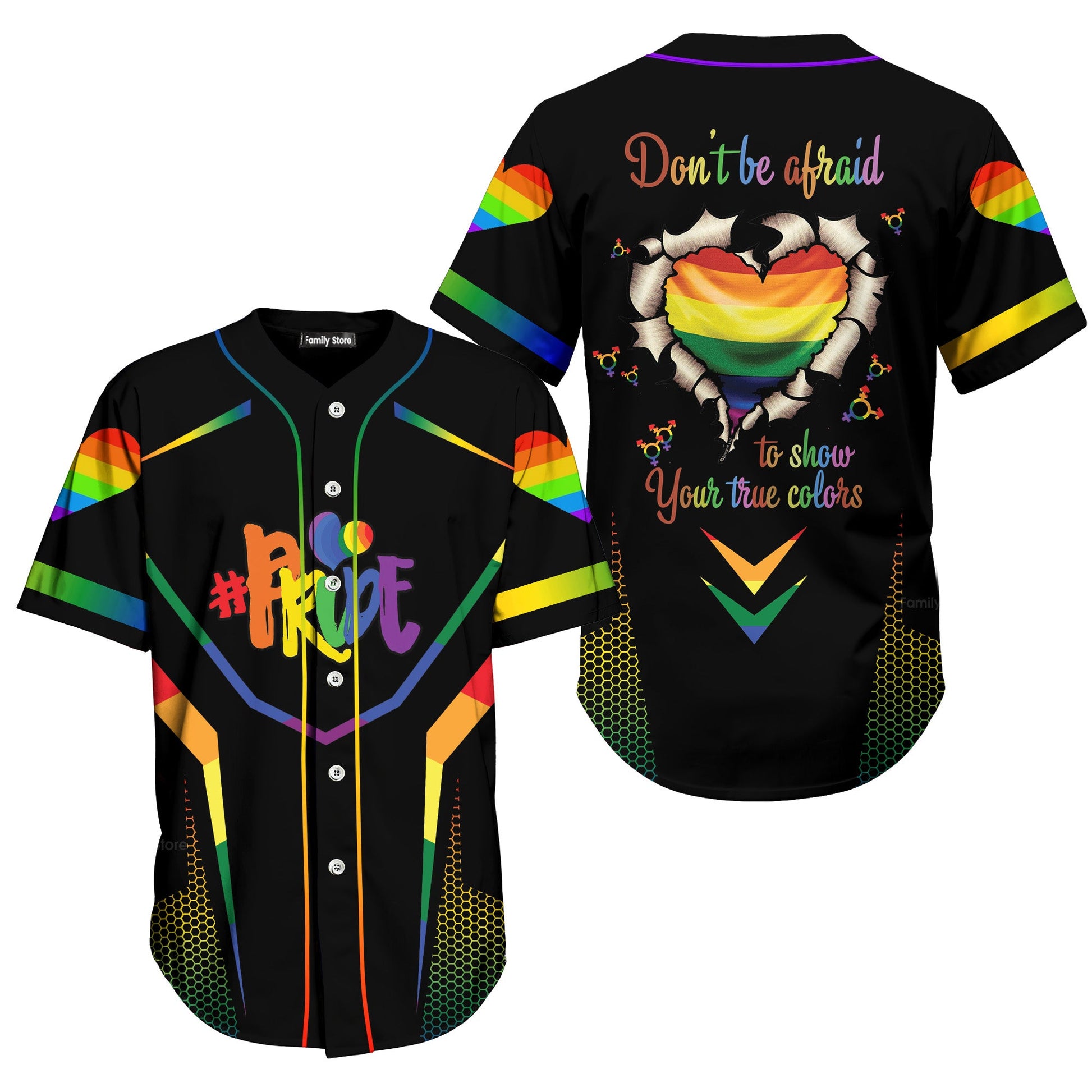 Don't Be Afraid To Show Your True Colours - Baseball Jersey - Christant Gift For Him LGBT Pride