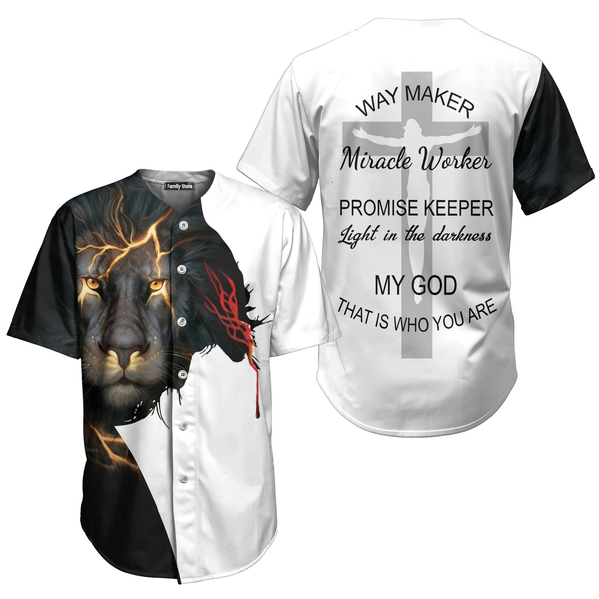 Jesus Lion Way Maker Miracle Worker Baseball Tee Jersey Shirt Printed 3D - PN303116Td