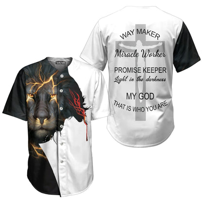 Jesus Lion Way Maker Miracle Worker Baseball Tee Jersey Shirt Printed 3D - PN303116Td