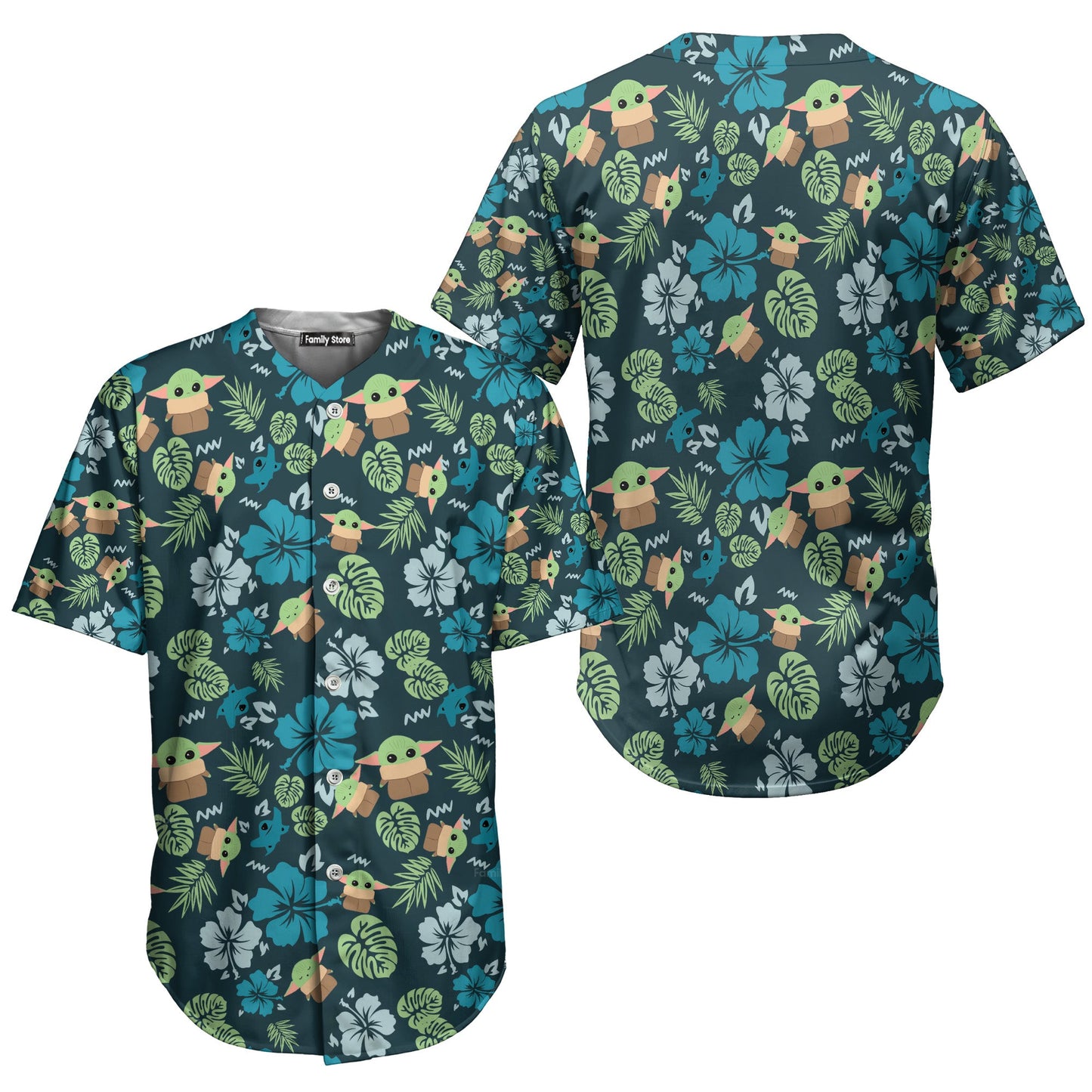 Starwars The Mandalorian Grogu Baby Yoda Leaves - Baseball Jersey - Christant Gift For Him - Family Store