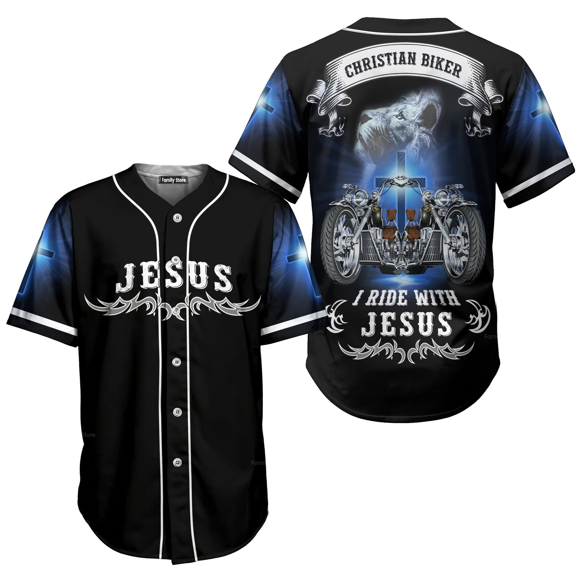I Ride With Jesus Christian Biker - Baseball Jersey - Christant Gift For Him