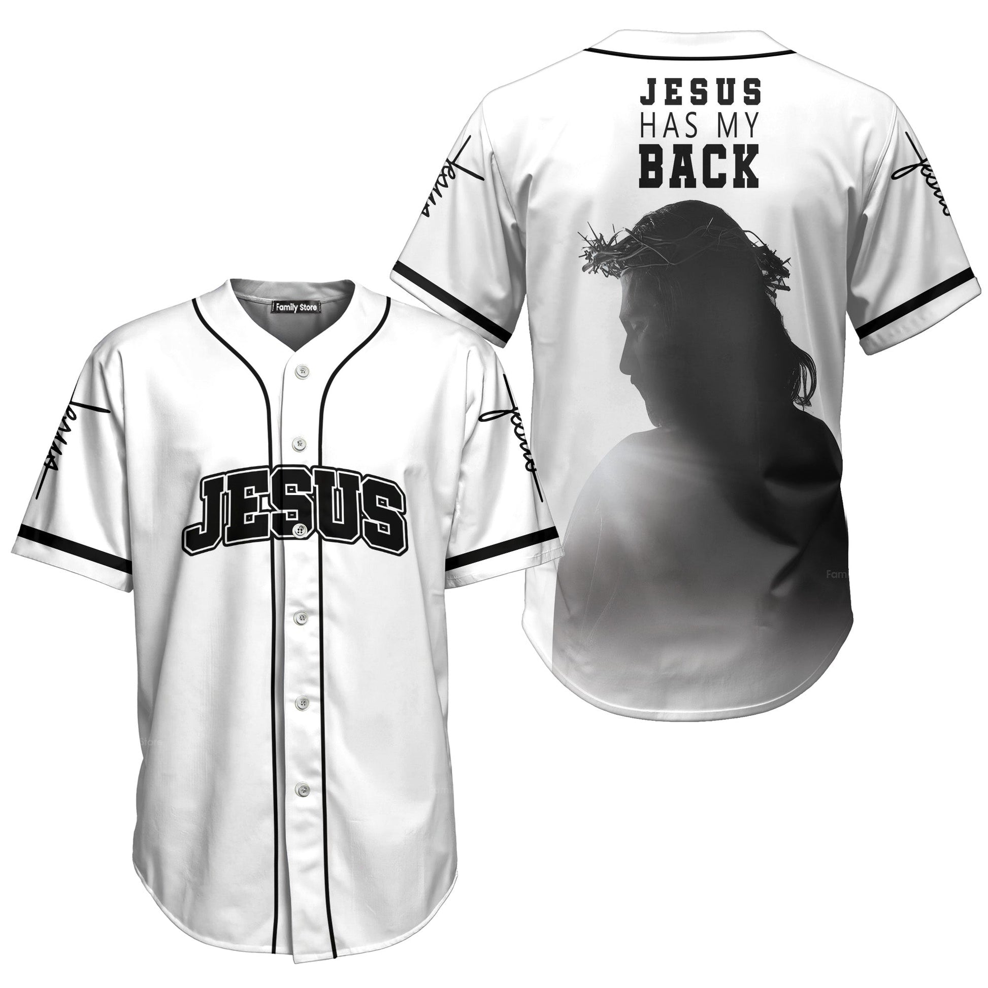 He has my back -Baseball Jersey - Christant Gift For Him for God, Jesus, Christian
