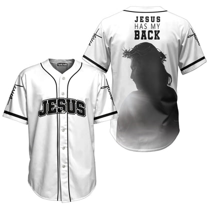 He has my back -Baseball Jersey - Christant Gift For Him for God, Jesus, Christian
