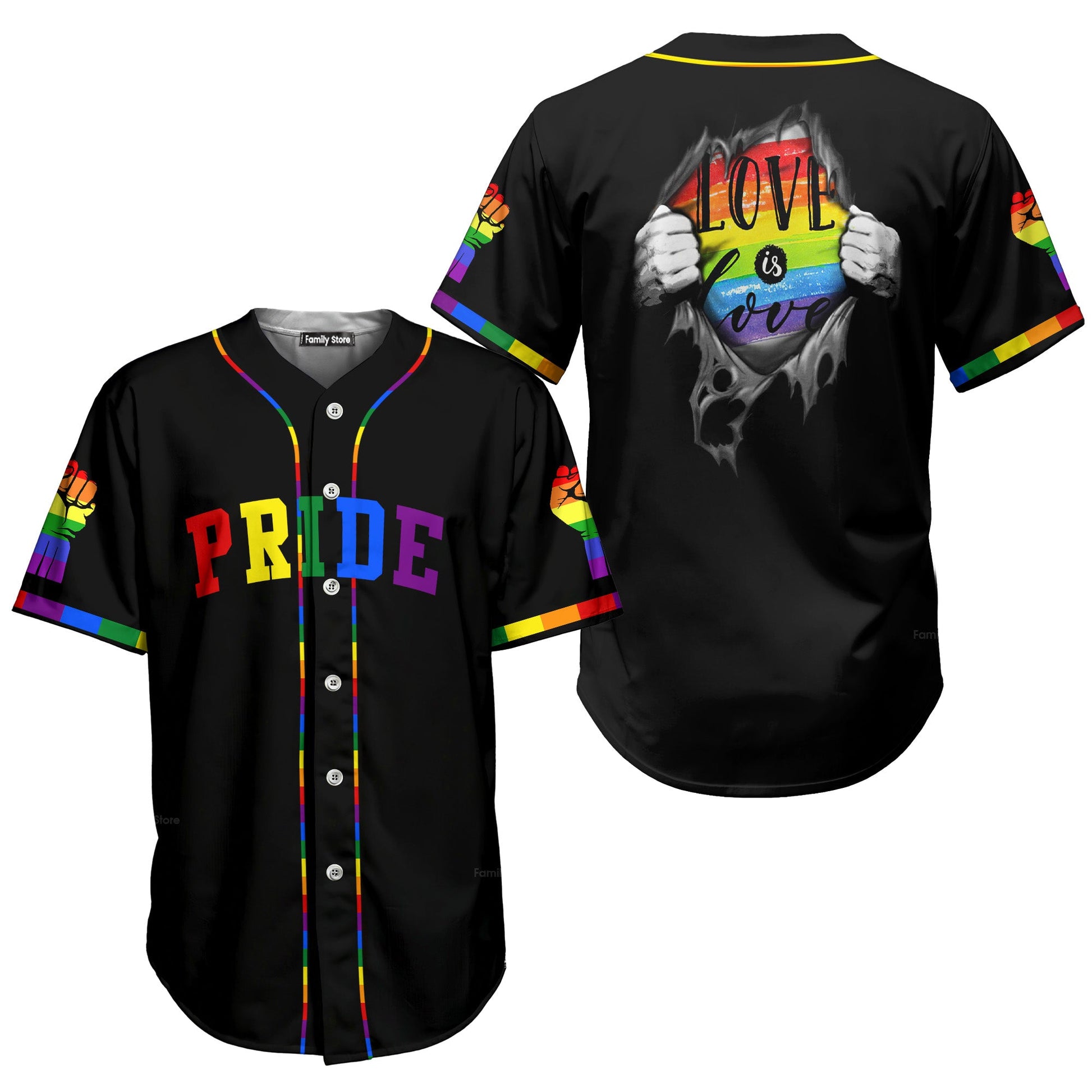LGBT Love Is Love Baseball Tee Jersey Shirt