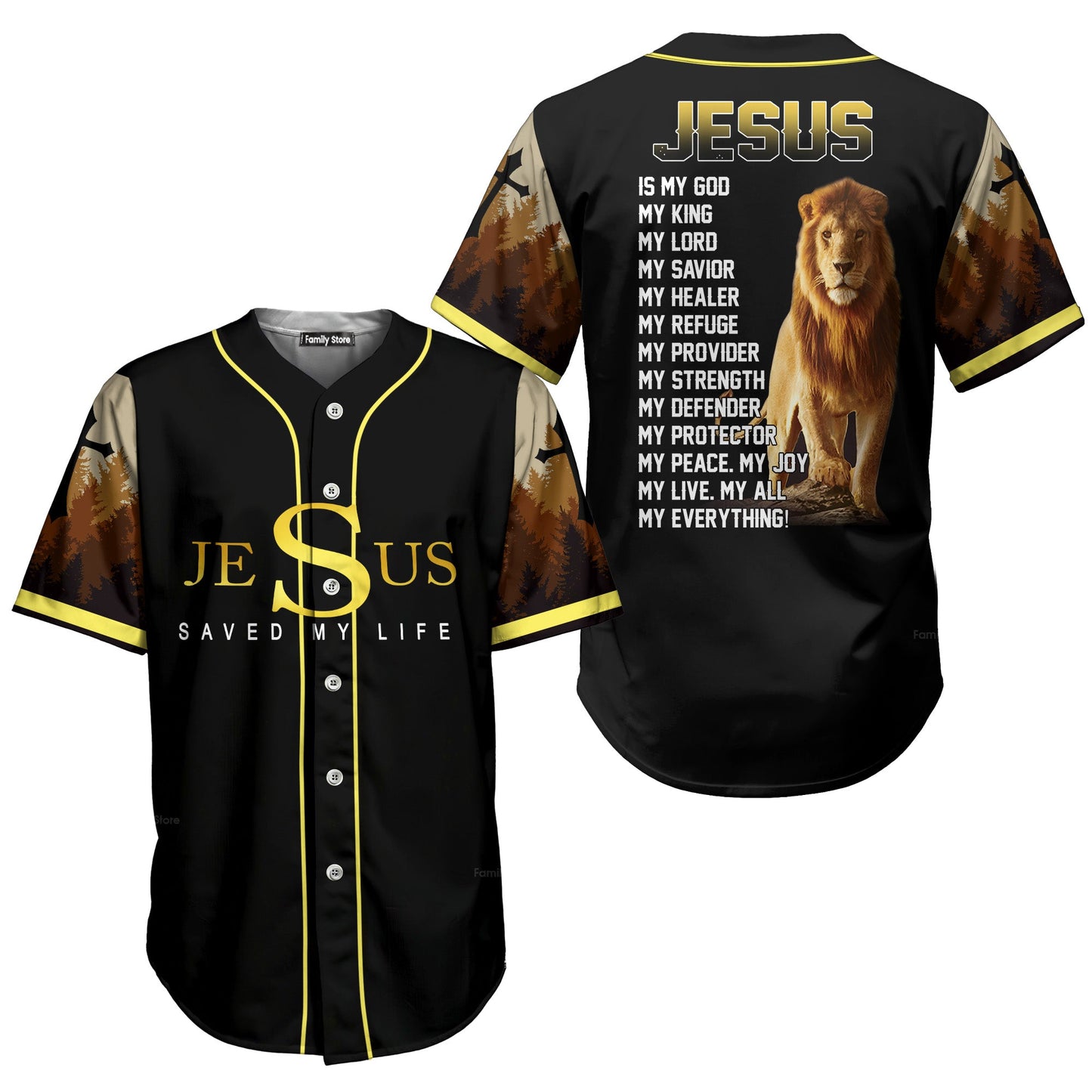 Lion Jesus saves my life Jesus is my everything Baseball Tee Jersey Shirt Printed 3D