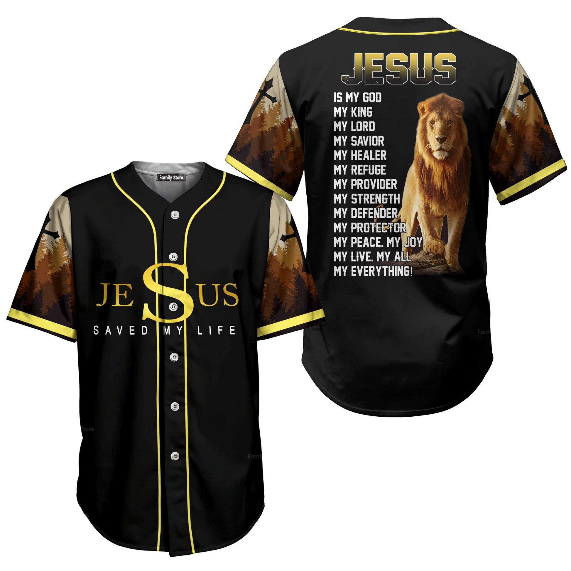 Lion Jesus saves my life Jesus is my everything Baseball Tee Jersey Shirt Printed 3D