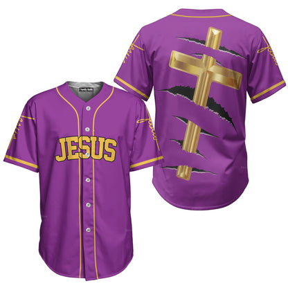 The Cross Purple - Baseball Jersey - Christant Gift For Him for God, Jesus