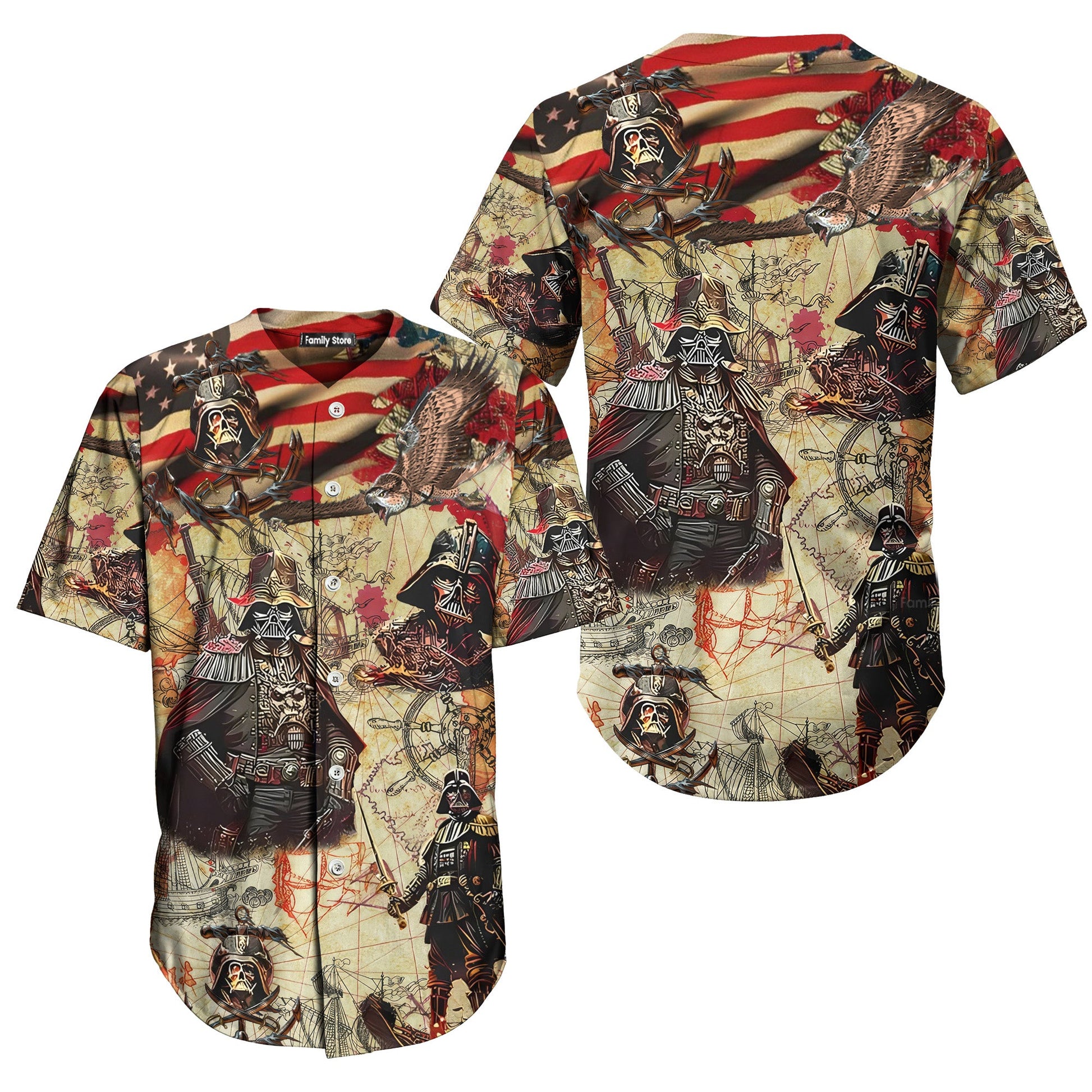 Independence Day Starwars Darth Vader Pirates Home Is Where The Anchor Drops - Baseball Jersey - Christant Gift For Him - Family Store