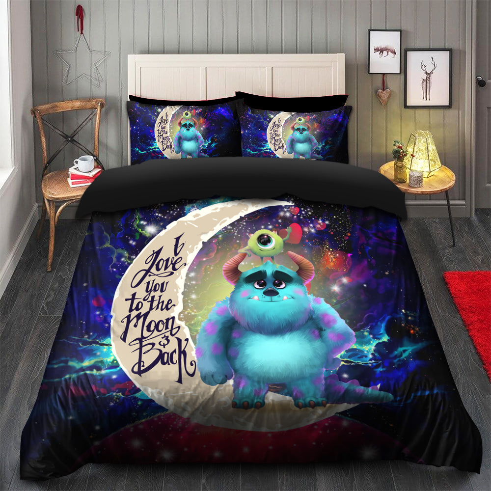 Monster Inc Sully And Mike Love You To The Moon Galaxy Bedding Set