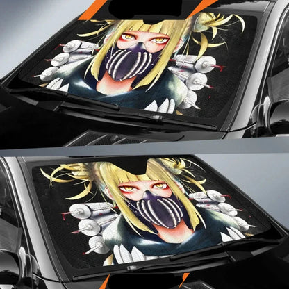 My Hero Academia Car Sun Shade Himiko Toga Mask Graphic Winshield Sun Shade Black White