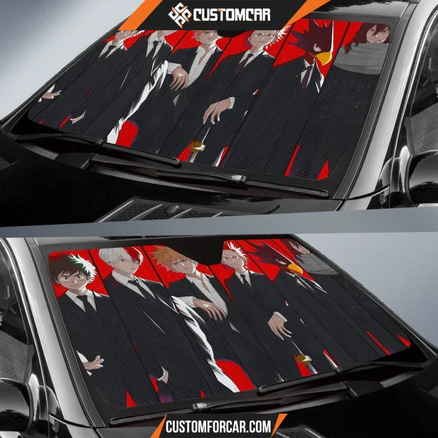 My Hero Academia Car Sun Shade My Hero Academia Boys In Suit Winshield Sun Shade Black Red