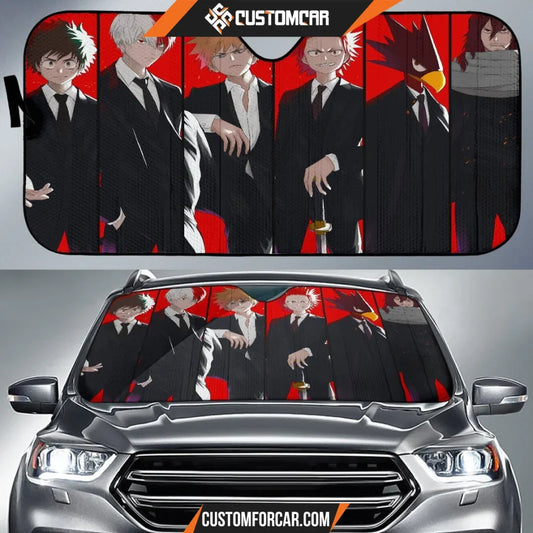 My Hero Academia Car Sun Shade My Hero Academia Boys In Suit Winshield Sun Shade Black Red