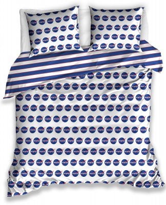 NASA Bedding Set NASA Symbol Pattern Duvet Covers White Blue Unique Gift