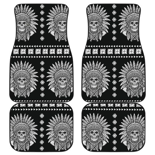 Native American Car Mats Native American Indian Chef Skull Car Floor Mats Black White