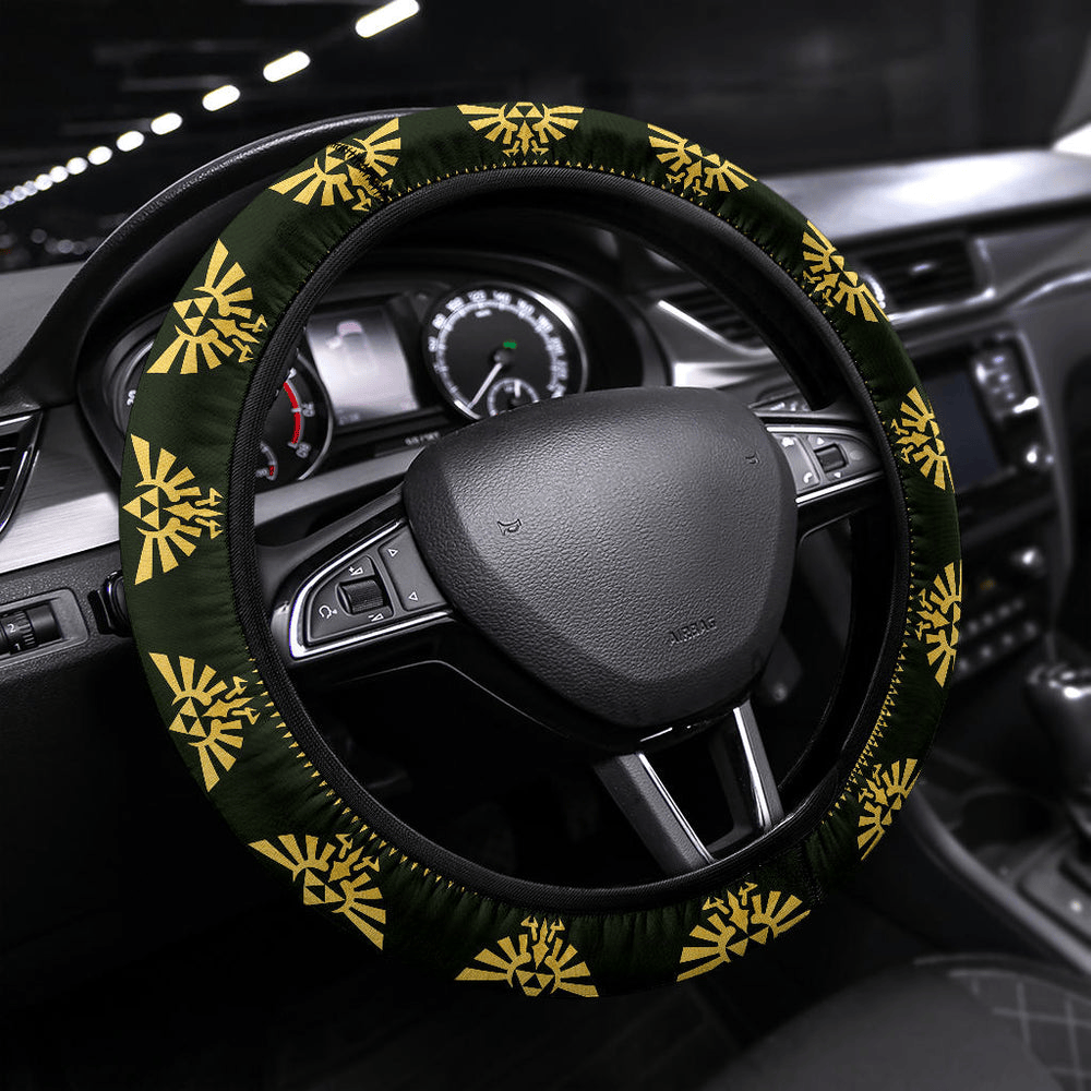 The Legend Of Zelda Steering Wheel Cover The Royal Hyrule Crest Wing Pattern Driving Wheel Cover Green Yellow